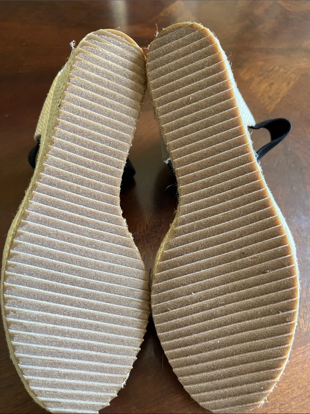 Anne Klein Black Elastic Ankle Espadrille Wedges